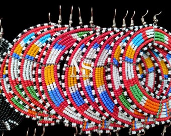 African Maasai Beaded Earrings: Colorful Zulu Jewelry