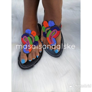 Multicolor sandals , African beaded sandals , women sandals , gladiator sandals , summer sandals , gift for her , maasai sandals