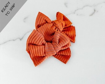 rust orange hair clips for kids, pinwheel hair bows, pigtail bow set, handtied bow clips, toddler hair bows, pigtail bow clips, pinwheel bow