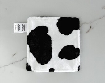 black and white cow print crinkle infant toy, farm baby shower gifts, Easter basket stuffers for baby, unisex baby gifts, gender neutral