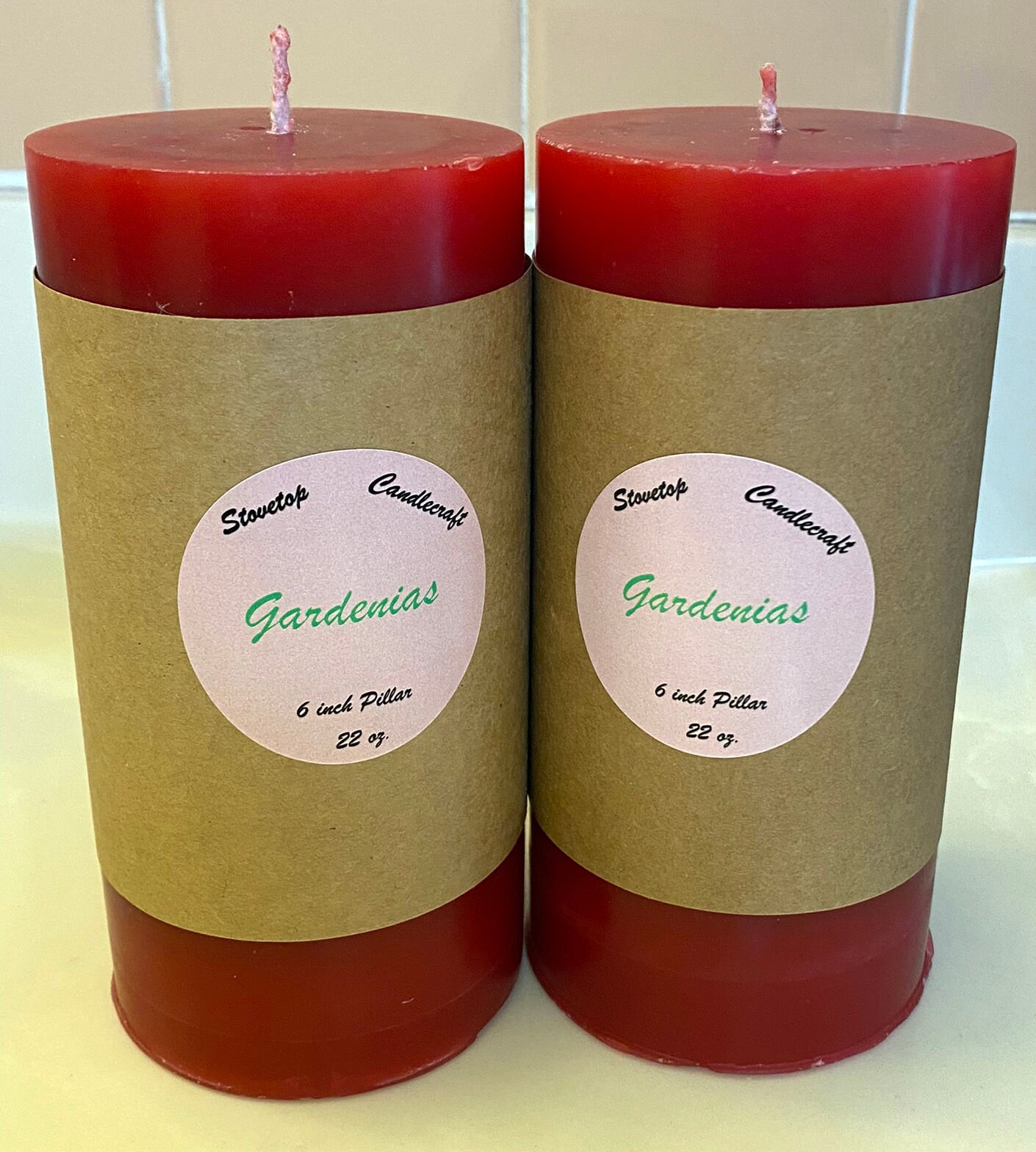 Gardeniascented Pillar Candle Etsy