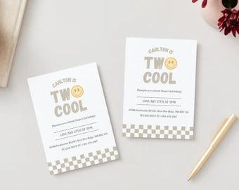 Editable two cool Birthday Party Invitation Template | first Birthday Invite for Boys | Instant Digital Download | second birthday