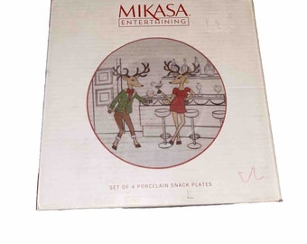 Mikasa REINDEER Porzellan 7,5 ”Snackteller 2019: Weihnachtsdessert Neu