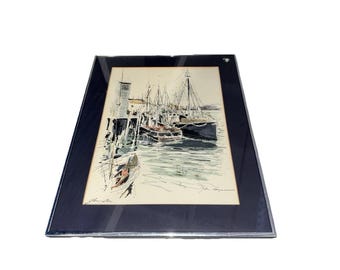 VTG Gloucester: New England Harbor No.3" John Haymson-lithografie