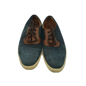 Bally of Switzerland Vintage Blue Sneakers Shoes Brown Suede Slip-on Size 7.5