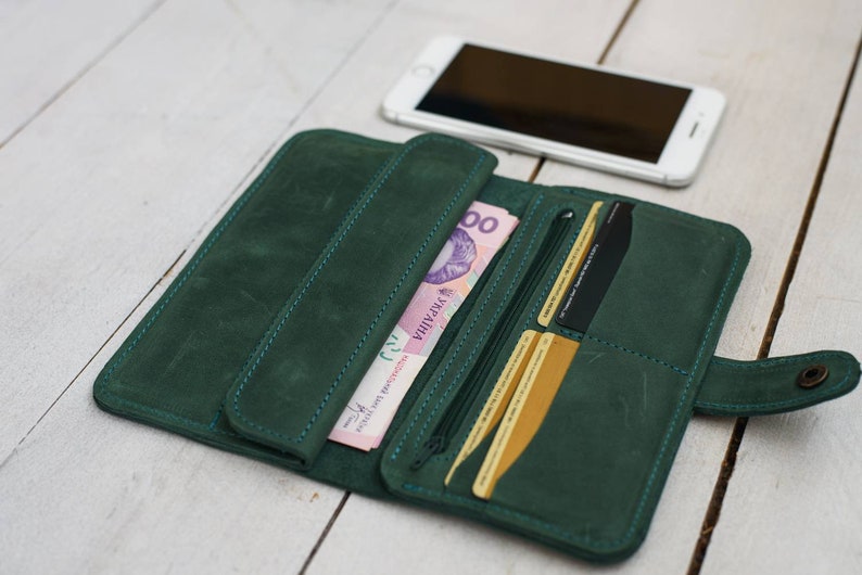 Women Slim Wallet Long Leather Wallet Long Slim Wallet Custom Etsy