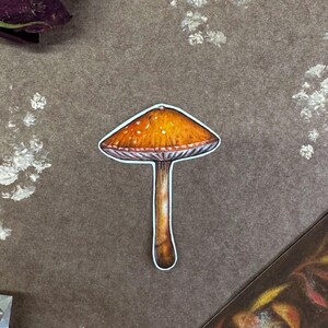 Sticker Champignon Orange - Illustration Artisanale pour Carnet