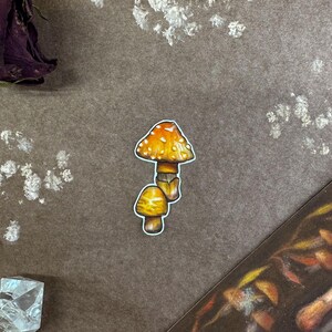 Sticker Champignons Jaunes - Illustration Artisanale pour Carnet