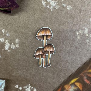 Sticker Champignons Marron - Illustration Artisanale pour Carnet