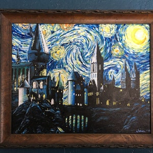 16x20 Starry Night over Wizarding Castle Print on Foam Core Board