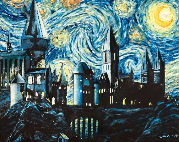 hogwarts starry night canvas