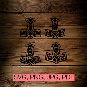 Norse hammer Mjölnir svg bundle. Clip art. Physical small commercial license. svg, png, jpg, pdf