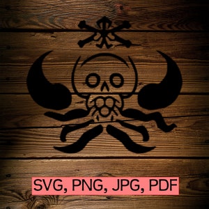 Pirate Crab Skull Logo. Clip art. Physical small commercial license. svg, png, jpg, pdf