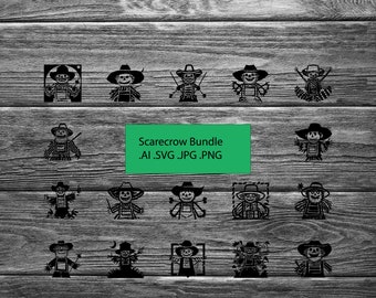 Fun scarecrow svg bundle.