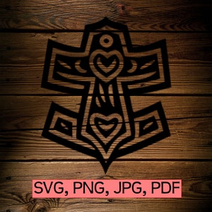 Knotted Cross with Hammer Look. Clip art. Physical small commercial license. svg, png, jpg, pdf