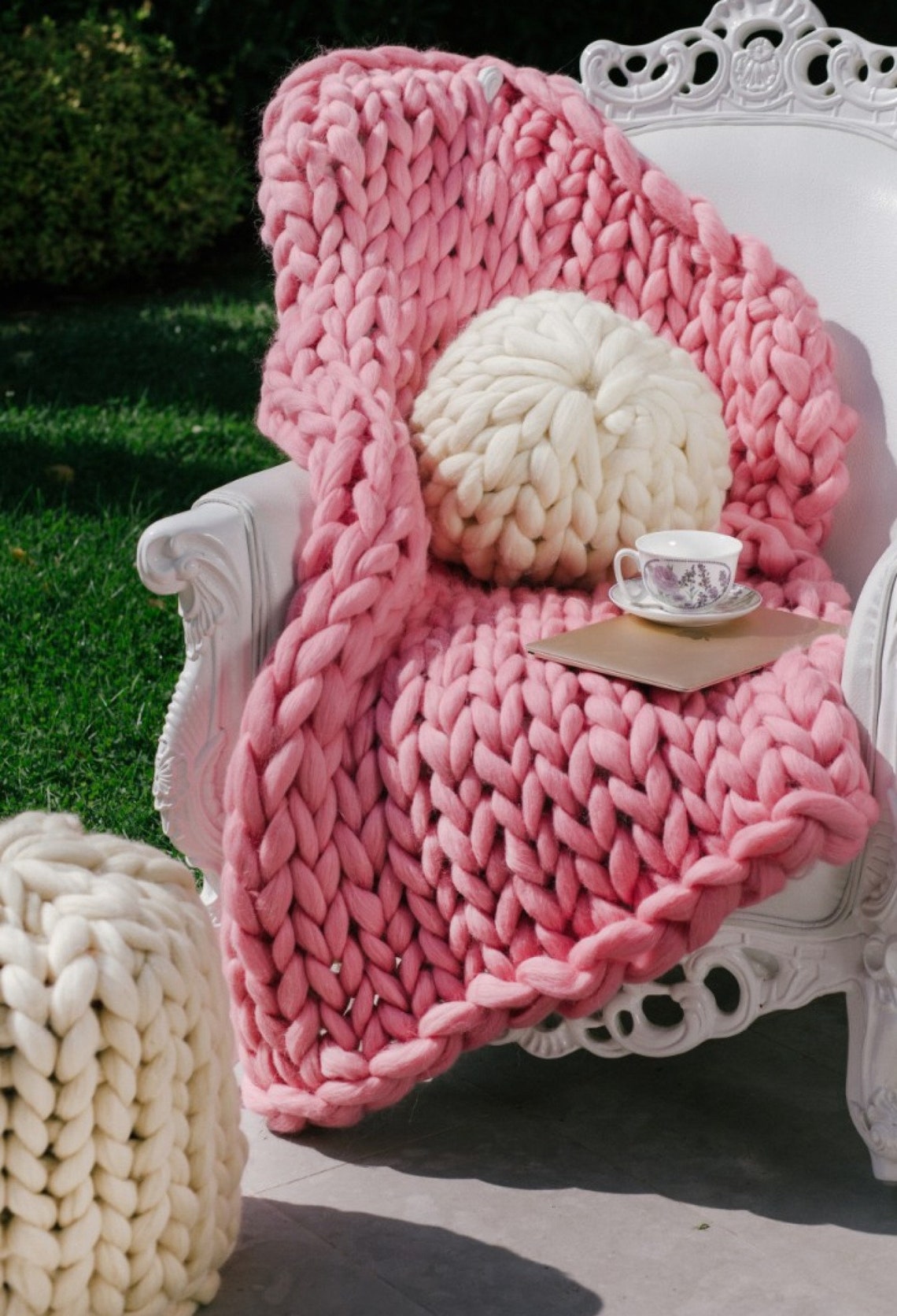 Merino Wool Giant Blanket Chunky Knit Blanket Throw Cosy Merino Blanket