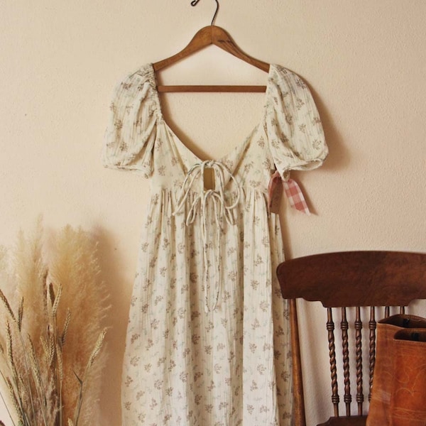 Organic Cotton English Rose Floral Gauzy Spring & Summer Dress ~ Women's Small to Large