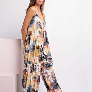 Sweet Easy Fitting Tie Dye Overalls Jumpsuit Artist or Gardener ~ Women's X-Small Small Medium Large & X-Large