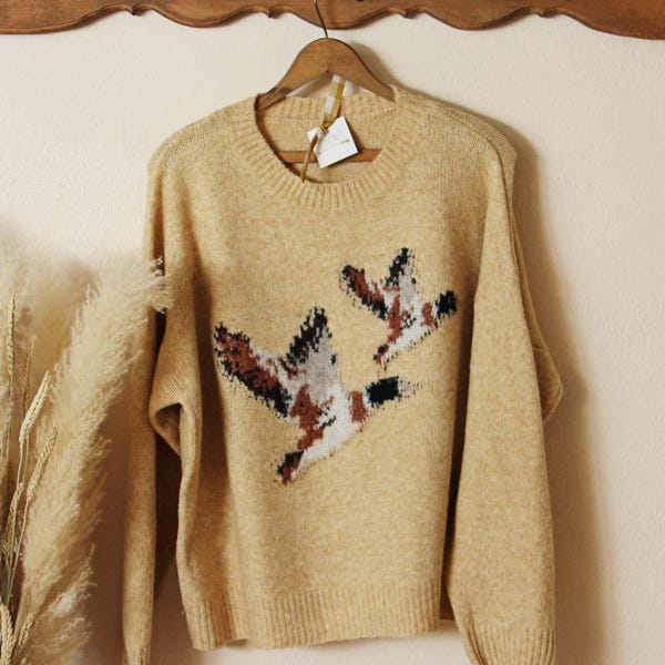 Gemütliche Enten Vintage inspirierte Pullover Jacke Top ~ Frauen Größe S, M, L, XL