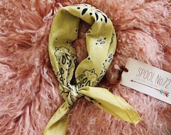 Luxe Cotton Retro Bandanna Oversized Sunset Yellow Vintage Inspired Paisley Cute Hair Wrap