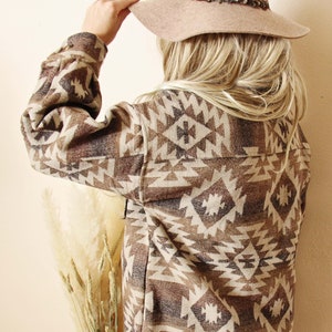 Nueva chaqueta y abrigo estilo camisa vintage de estilo nativo azteca de otoño occidental, tallas para mujer: S, M, L y XL