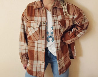 plaid button up jacket