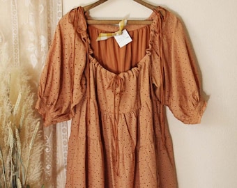 Natürliche Baumwolle French Clay Eyelet Gazy Frühling & Sommer Kleid ~ Damen klein bis groß