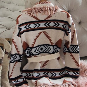 New Jackson Hole Fringe Blanket 70's Vintage Native Inspired Cowichan ...