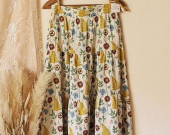 Neuer Farn & Floral 100% Baumwolle Natürlicher Maxi Rock ~ Damen S bis X Large