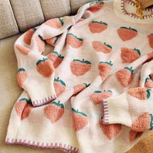 New Soft & Sweet Strawberry Cozy Knit Cuddly Retro Vintage Inspired Sweater Top Jumper Women's Small to Large or Unisex image 3