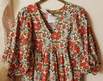 New Poppies Cotton Printed Whimsical Spring & Summer Dress ~ Women's Small to Large