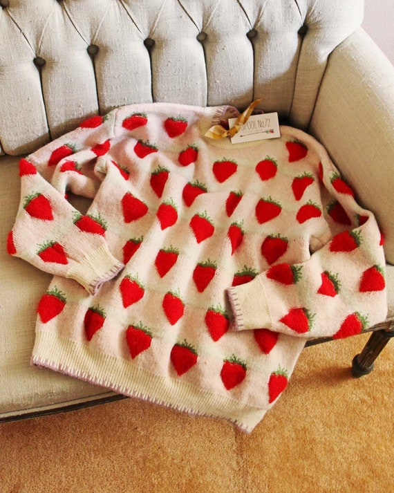 Sweet Strawberry Cozy Knit Hygge Soft & Cuddly Retro Vintage Etsy