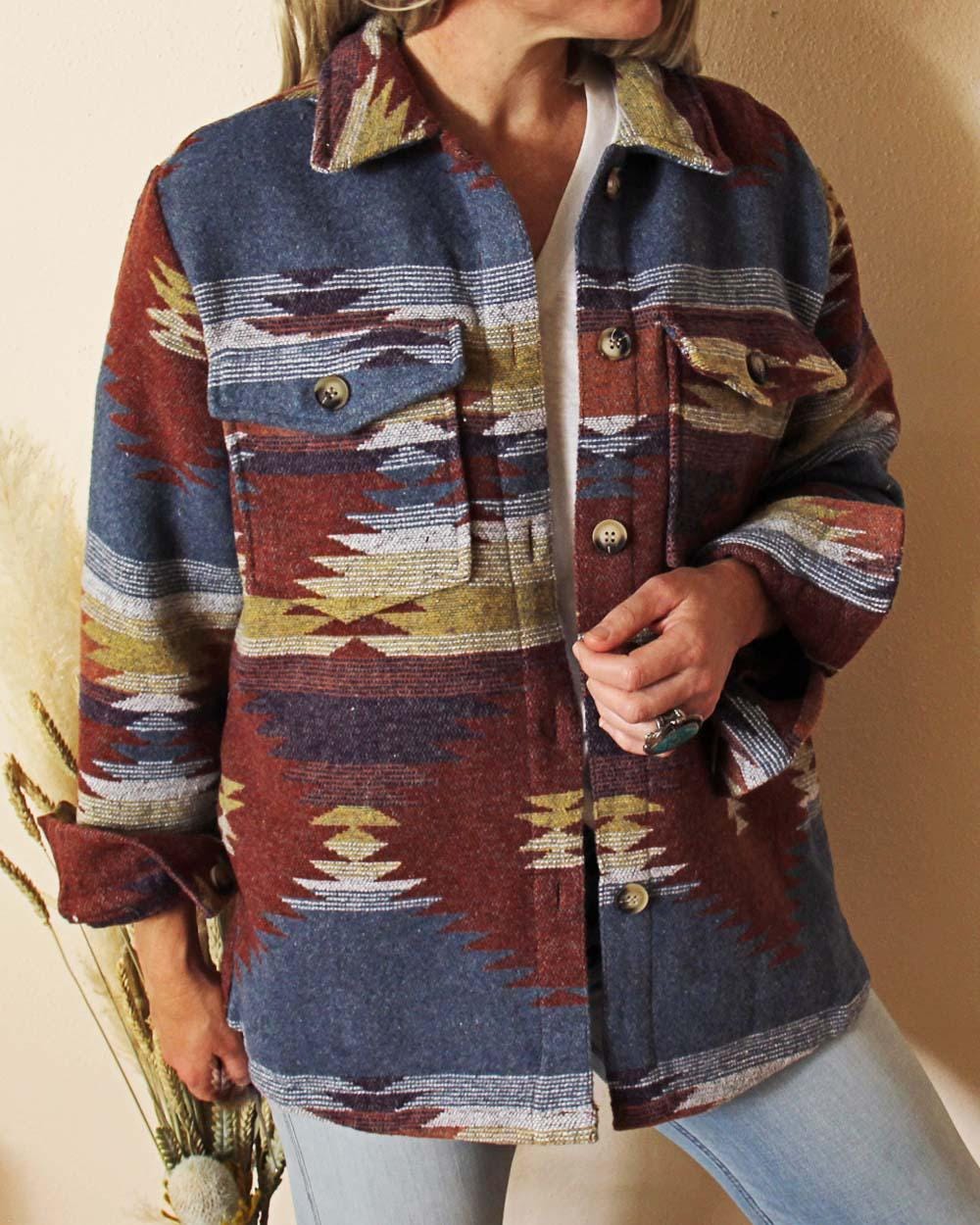 New Telluride Native Aztec Inspired Shirt Jacket Vintage Inspired ...