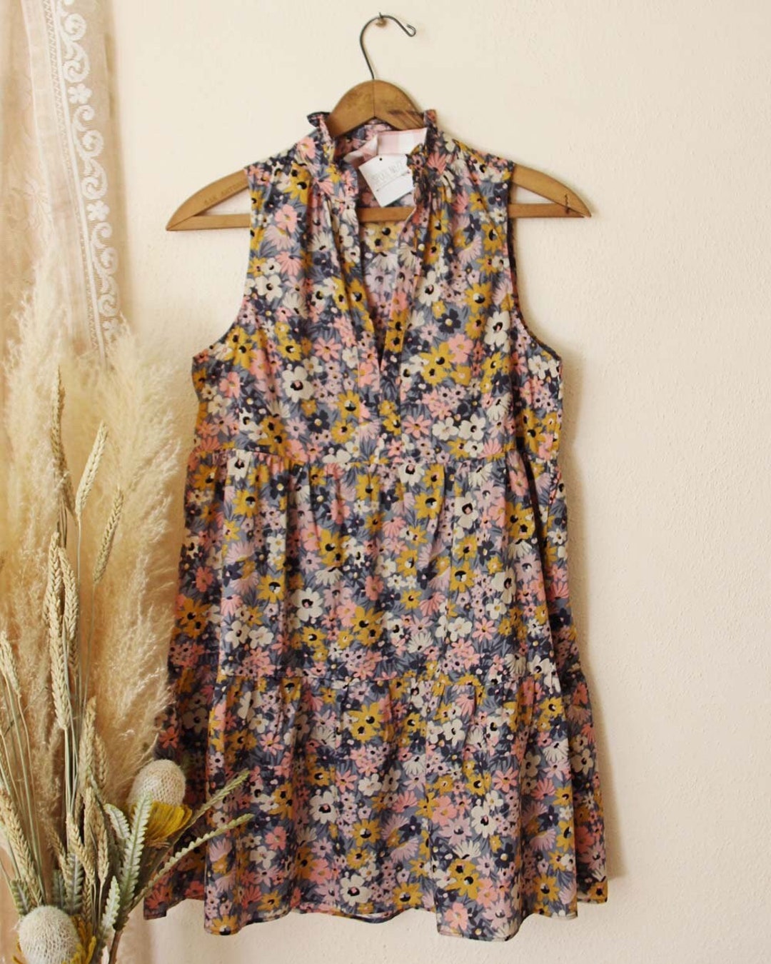 Daisy Organic Cotton Floral Sweet Natural Summer Dress ~ Women's Small ...