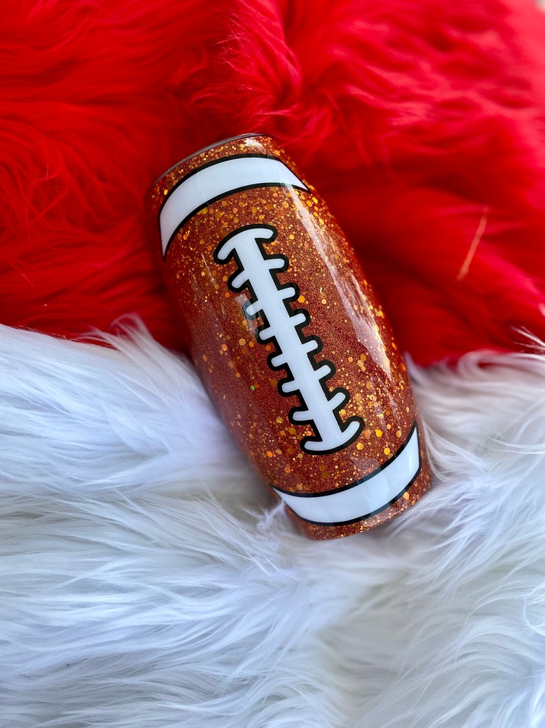 Customized Football Tumbler Glitter Football Tumbler Etsy