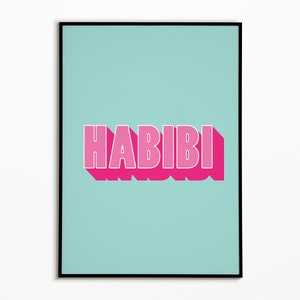 Arte imprimible Habibi. Mi amor en letra árabe. Impresión digital de palabras árabes. Árabe transliterado. Decoración del hogar. Impresión Habibi. imagen 1