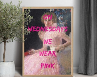 On Wednesdays We Wear Pink Printable Art. Mean Girls Print. Pink Art Print. Pink Painting Wall Art. Mean Girls Movie Digital Art Print.