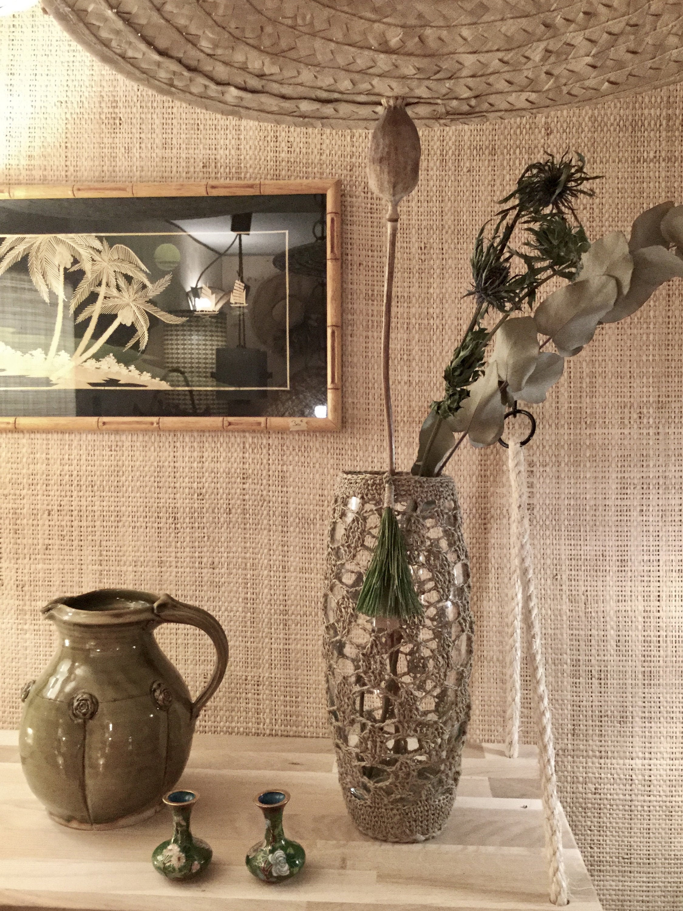 Crochet Vase Style Bohème Lin Matière Naturelle