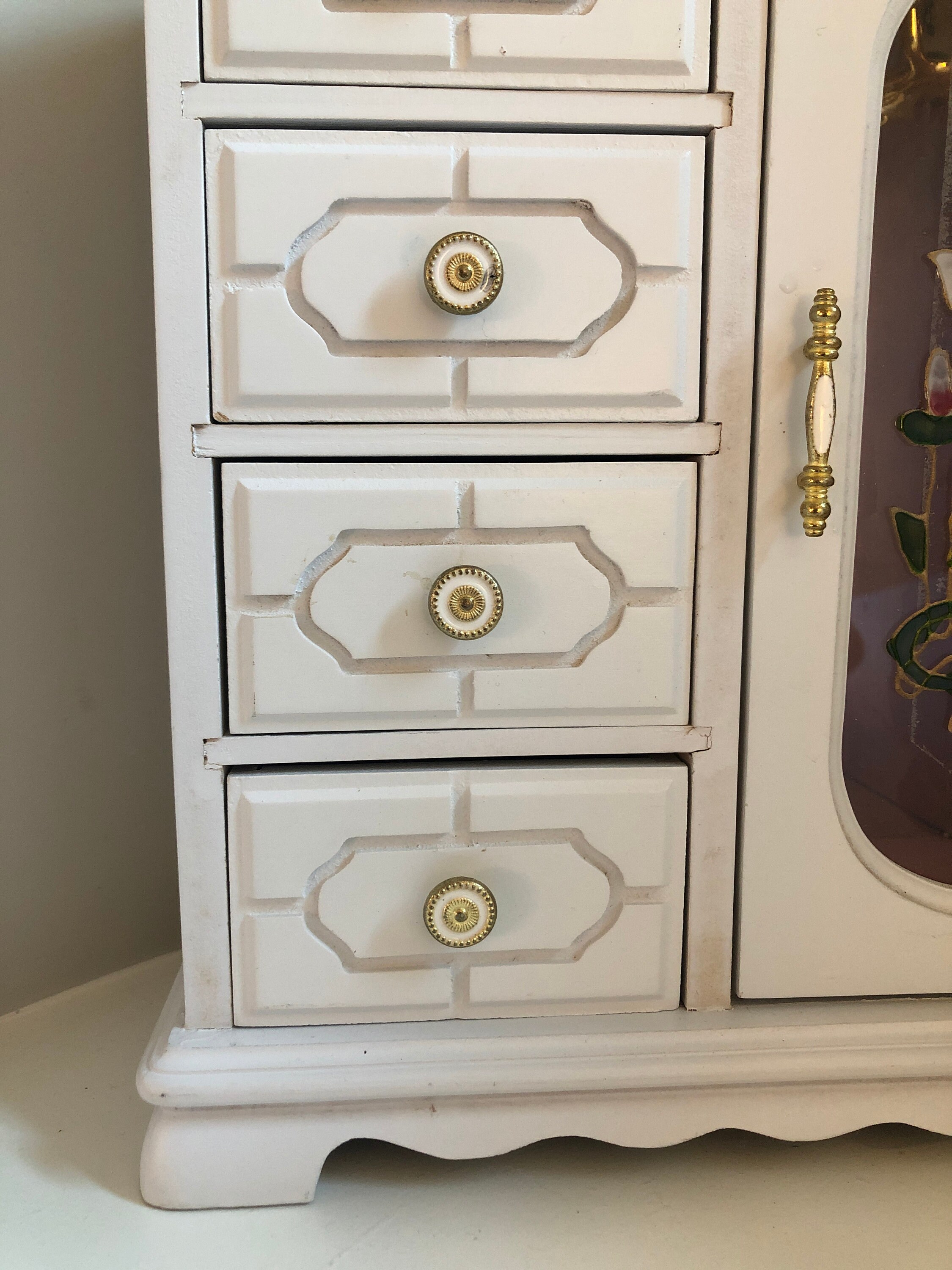 White Vintage Armoire Jewelry Box Upcycled Jewelry Box Tall Etsy