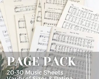 Feuilles de musique, Build Your Own Ephemera Pack, musique vintage, Ensemble de 20