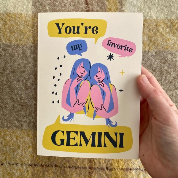 Favorite Gemini Funny Zodiac Astrology Birthday Card - Blank Inside