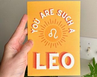 Leo Zodiac Astrology Birthday Greeting Card - Blank, Sunshine Card