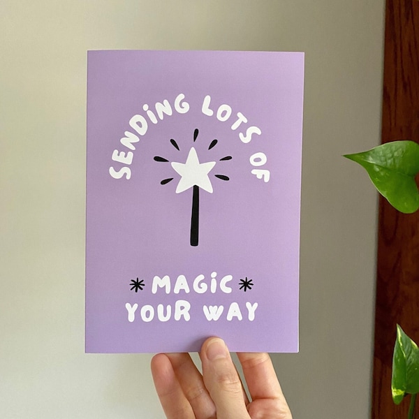 Magic Wand Star Blank Greeting Card -  Good Luck, Encouragement