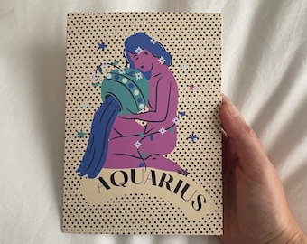 Aquarius Astrology Birthday, Friendship Greeting Card - Blank Inside
