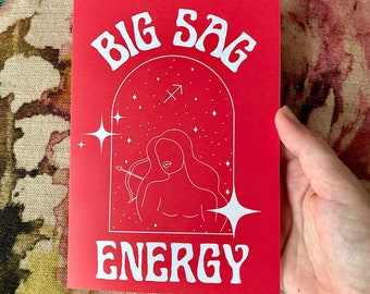 Big Sagittarius Energy Astrology Birthday Greeting Card - Blank