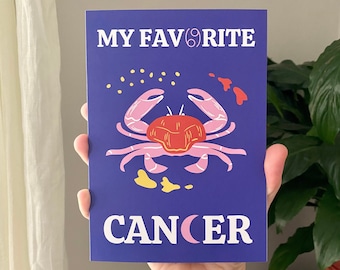 Favorite Cancer Astrology Zodiac Greeting Birthday Card - Blank Inside