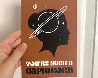 Capricorn Astrology Zodiac Greeting Card - Saturn, Blank Inside