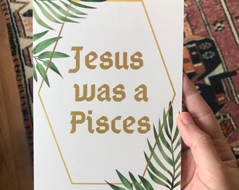 Pisces Jesus Funny Astrology Birthday Card - Blank Inside