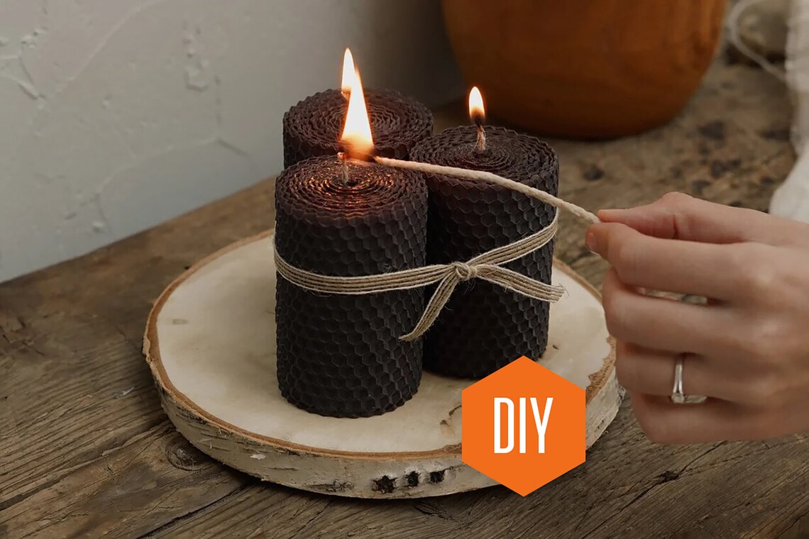 DIY candle kit honey BEESWAX black candle MAKING kits diy Etsy