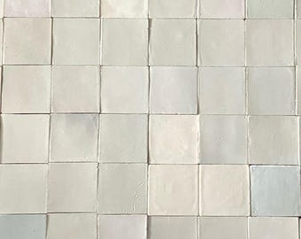 Antique plain white Delft tiles - 18th and 19th century mix - Delft tiles - Wall - Kitchen - Fireplace - Different white tones  Cottage core